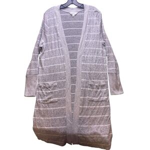Market & Spruce Sweater Womens Large Striped Open Front Cardigan Rayon Cosy Soft